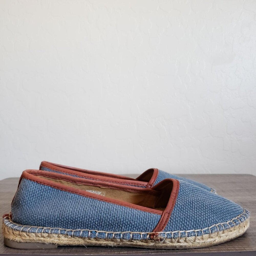Fossil Canvas Espadrille Flat Slip-On Shoes Blue Size Women's 8 Coastal Grandma